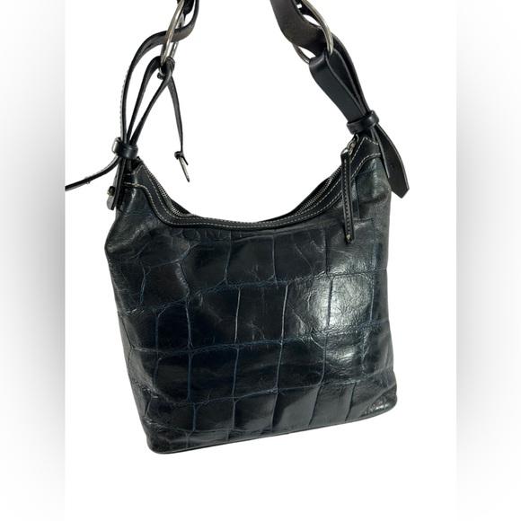 Vintage DOONEY & BOURKE green croc patten leather shoulder bag purse hobo - Picture 5 of 11